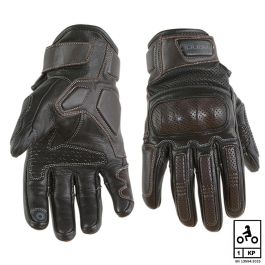 Gants homologués été cuir TRENDY GT525 ACRE - Adulte - Noir / Marron - XS