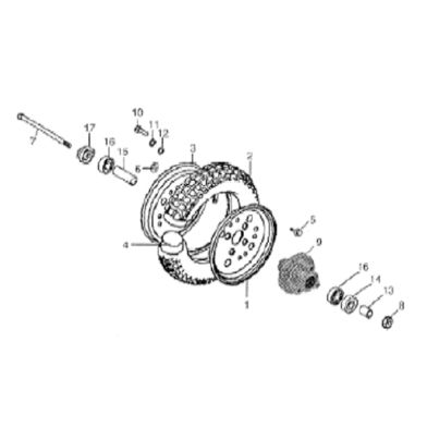 N°7 - Axe de roue avant (sans écrou)