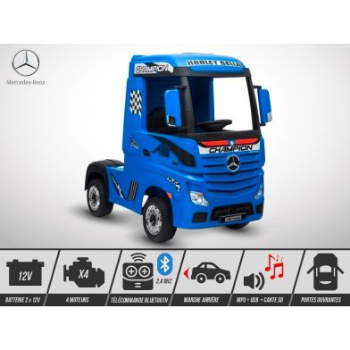 Camion électrique enfant KINGTOYS - Mercedes ACTROS 140W - Bleu
