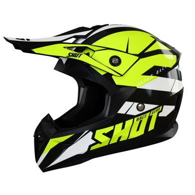 Casque Cross SHOT PULSE - Noir/Jaune/Blanc - Adulte
