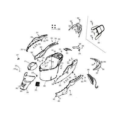 N°354 - Flan de carénage inférieur droit - Noir
