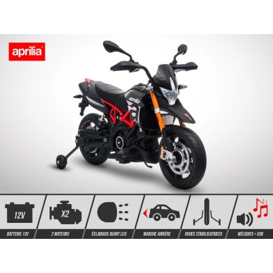 Moto électrique enfant KINGTOYS - APRILIA Dorsoduro 900 36W - Noir