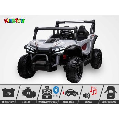 Buggy électrique enfant KINGTOYS – SSV 140W 4x4 – Gris