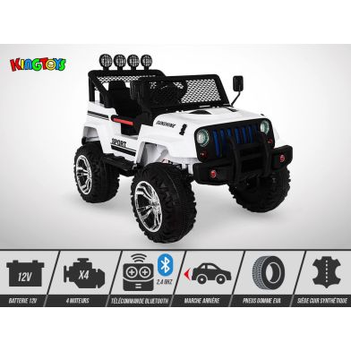 Voiture électrique enfant KINGTOYS - 4X4 Jeep 180W - Blanc