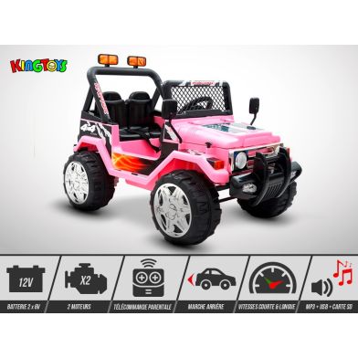 Voiture électrique enfant KINGTOYS - 4X4 Mountain 70W - Rose