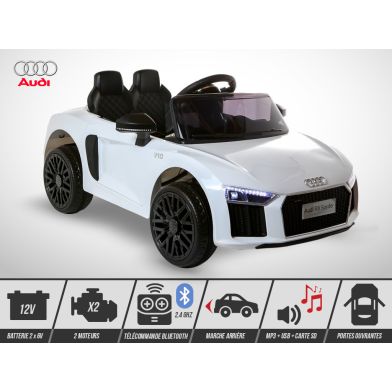 Voiture électrique enfant KINGTOYS - Audi R8 SPYDER 40W - Blanc